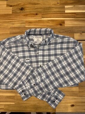 Poncho Men’s Blue & White Plaid Button-Down Shirt